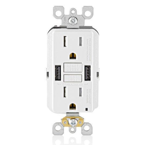 Leviton Tamper-Resistant GFCI Combination Device, Specification Grade