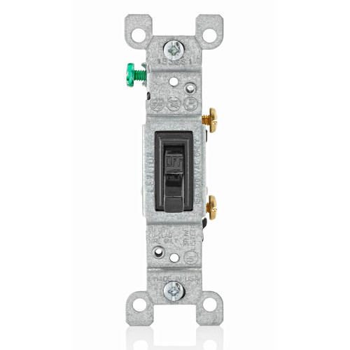 Leviton 1451-2E Framed Toggle Quiet Switch, 15A 120V 1-Pole, Residential Grade