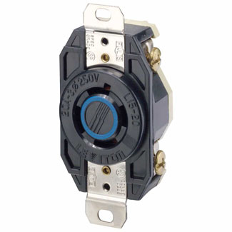 Leviton 2420 Industrial Grade Flush Mount Locking Receptacle, Impact- and Chemical-Resistant