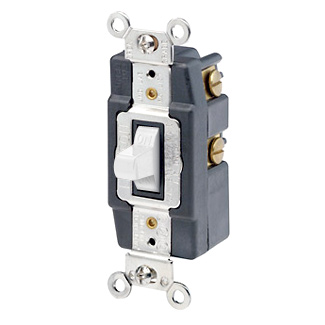 Leviton SPDT Center-Off 1-Pole Toggle Switch, 20A 120/277V, Extra Heavy-Duty Industrial