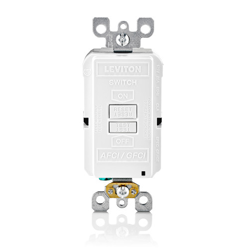 Leviton Dual-Function Monochromatic Blank-Face AFCI/GFCI Receptacle, 125-Volt