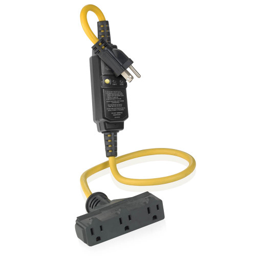Leviton Polycarbonate SJTW Self-Test Automatic Reset GFCI Cord Set, 14-AWG