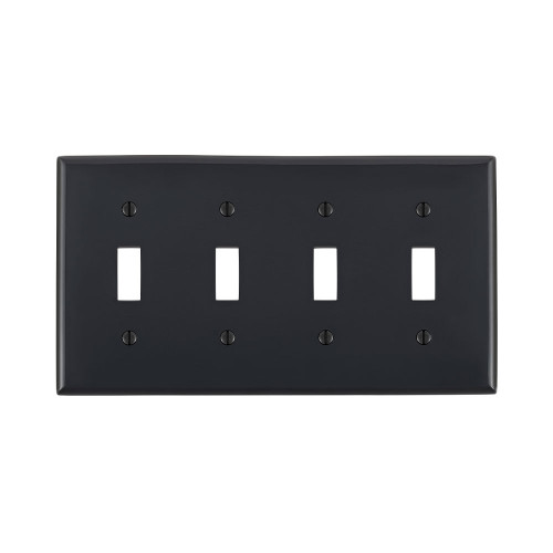Leviton Thermoplastic Nylon 4-Gang Toggle Wallplate, Black