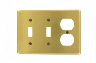 Leviton 5-Gang 4-Toggle 1-Duplex Combination Wallplate, 302 Stainless Steel