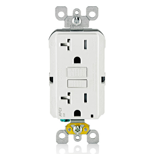 Leviton SmartlockPro® Tamper-Resistant AFCI Receptacle, 20-Amp 125-Volt NEMA 5-20R White