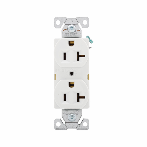 Leviton BR20-I Commercial Grade Narrow Body Tamper-Resistant Straight Blade Duplex Receptacle 20-Amp 125-Volt NEMA 5-20R Ivory