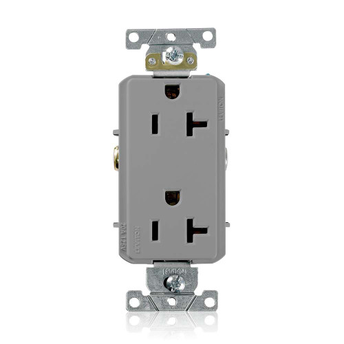 Leviton 16352-GY Heavy-Duty Straight Blade Duplex Receptacle, Commercial Grade