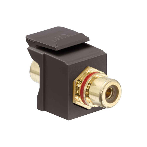 Leviton RCA Feedthrough QuickPort Connector, Gold-Plated, Black Stripe, Light Almond Housing
