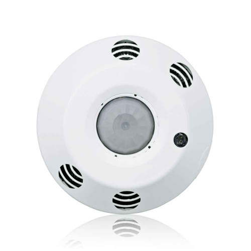 Leviton Provolt™ Occupancy Sensor lighting control, Line Voltage, 8'-12' Ceiling Mounted, Ultrasonic Sensor 1000 sq, Daylighting, Auto-Calibration, 120-277V AC/CA 50/60HZ. UL/CE, RoHS & CEC Title 20/24 compliant. Color: White.