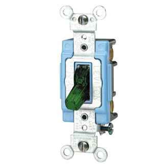 Leviton 3-Way Toggle Pilot Light Switch, Extra Heavy Duty Spec Grade, Green