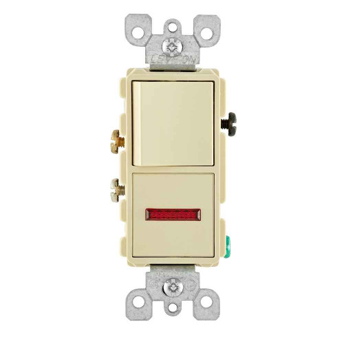 Leviton 1-Pole AC Combination Switch with Neon Pilot, White Decora