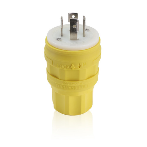 Leviton Industrial Grade Polarized Locking Plug, 480V 3-Phase, 30A NEMA L16-30P