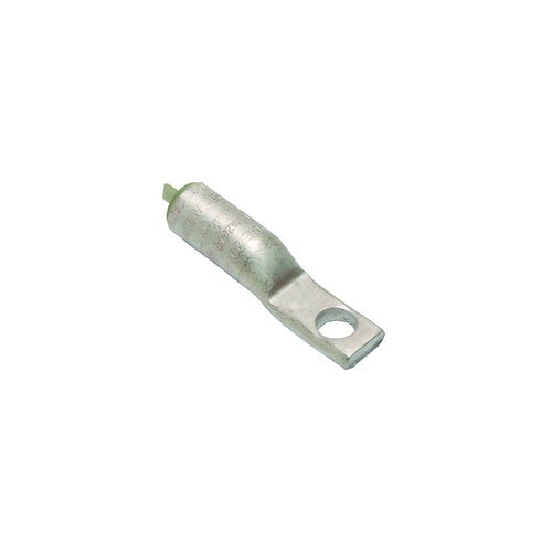 Uninsul Al Comp Terminal, 1 Hole, #4 Str, 600 V-35 kV, 1/4" Stud, Closed bbl, Green, 375 i