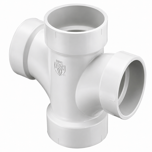 Spears DWV Red PVC Double Sanitary Tee, Hub x Hub x Hub x Hub