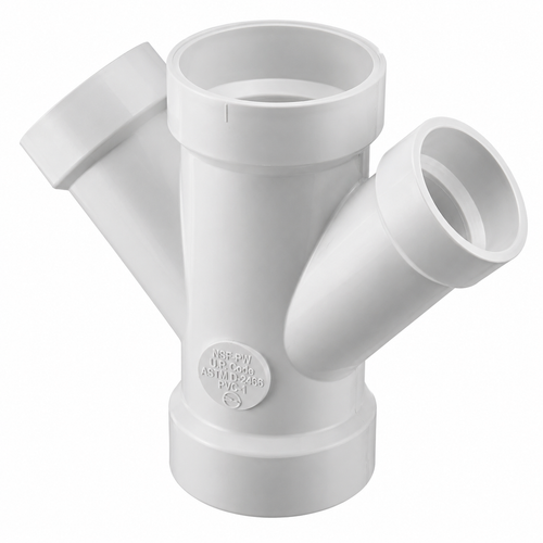 Spears PVC DWV Double Reducing Wye Fitting, Hub x Hub x Hub