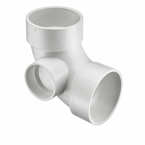 Spears PVC DWV 1/4 Bend with Side Inlet, Hub x Hub x Hub