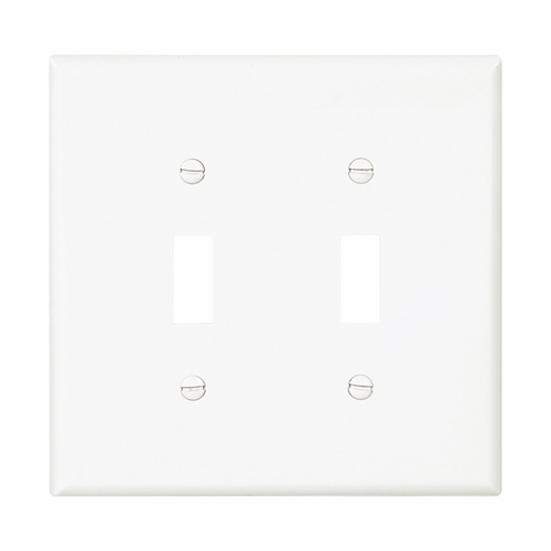 Eaton Two-Gang Toggle Wallplate, Polycarbonate, Mid-Size