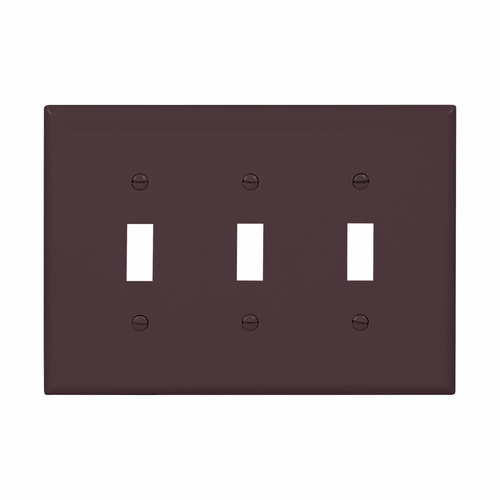 Eaton Toggle Cutout Wallplate, Three-Gang, Polycarbonate, Mid-Size