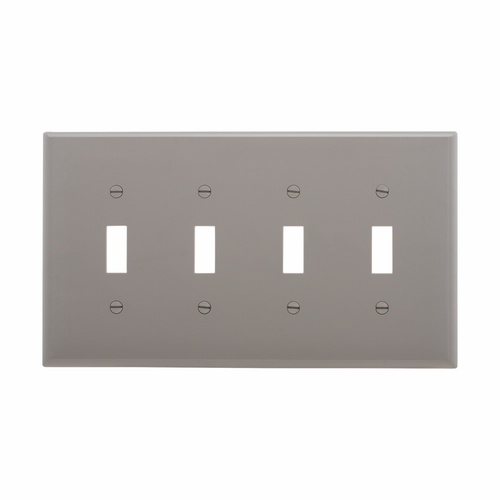 Eaton Four-Gang Toggle Wallplate, Polycarbonate, Mid-Size