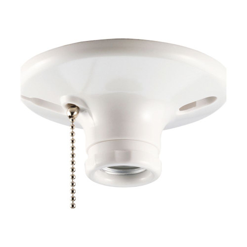 Eaton Pull-Chain Medium Base Lampholder, Thermoset, White