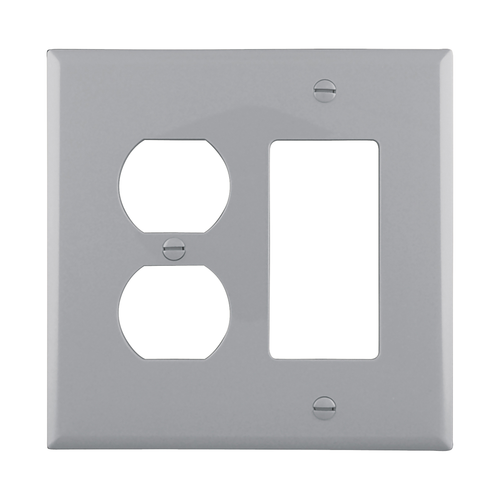 Eaton Two-Gang Decorator Duplex Wallplate, Gray Polycarbonate