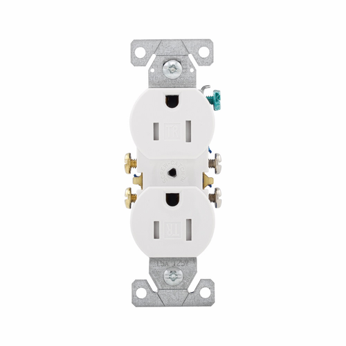 Eaton Residential Grade Duplex Receptacle, 15A, #14-10 AWG