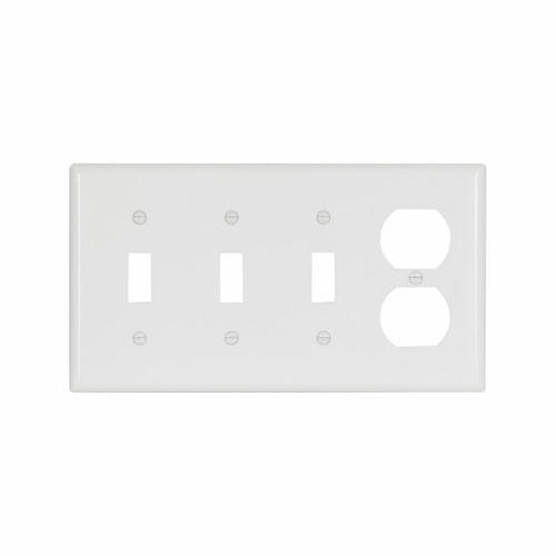 Eaton 4-Gang Thermoset Combination Wallplate, White