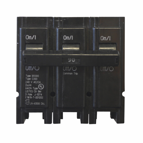 Eaton Type BR Plug-On Circuit Breaker, Three-Pole, 10 kAIC