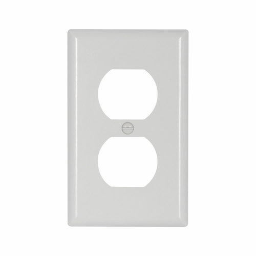 Eaton White Thermoset Duplex Receptacle Wallplate, Single-Gang