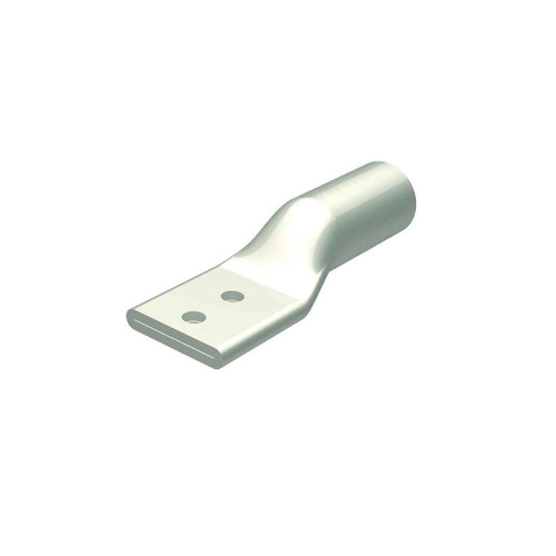 Burndy Compression Lug, 2 Hole w/o Inspection Window, 300 kcmil, 1/2" Stud, 1-3/4" Stud Hole Spacing, Tin Plated