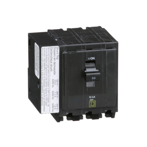 Square D QO 3-Pole Shunt Trip Miniature Circuit Breaker, 120/240VAC, 10kA