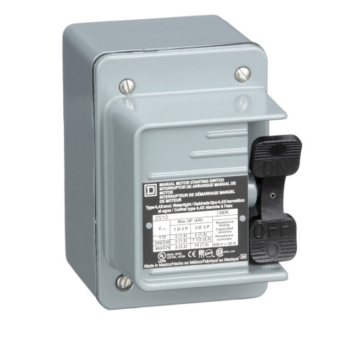 Square D 2510K Manual Motor Switch, 30A 3-Pole Toggle-Operated
