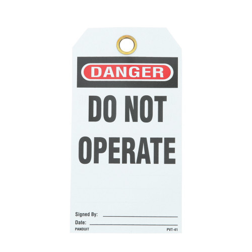 Panduit PVT-41 Vinyl Safety Identification Tag, White/Black