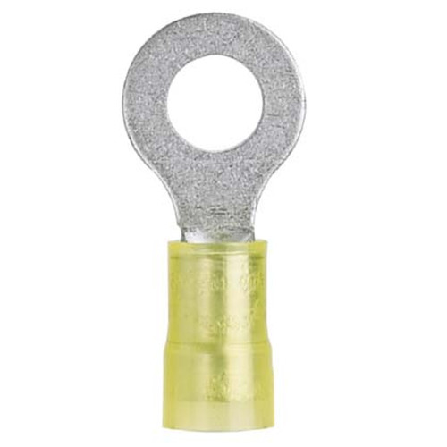 Pan-Term® PN10-8R-L Ring Terminal, Yellow, Nylon, 10-12 AWG, PK50