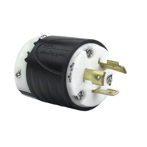 Pass & Seymour Turnlok NEMA L8 Locking Plug, 3-Wire 30A 480V, Black/White Body