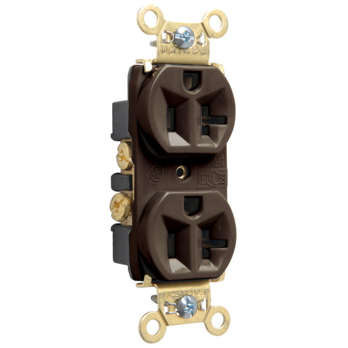 Pass & Seymour Heavy-Duty Spec-Grade Duplex Receptacle, 20A 125V, Brown