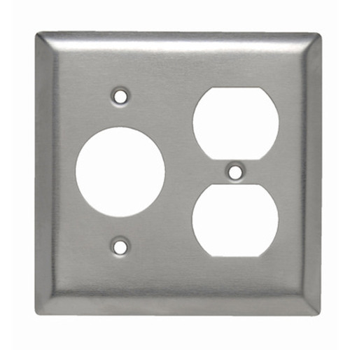 Pass & Seymour 2-Gang Stainless Steel Wall Plate, Single & Duplex Receptacle Configuration