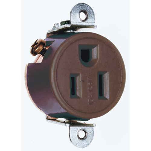 Pass & Seymour Spec-Grade Single Receptacle, Side Wire, 15A 125V, Brown