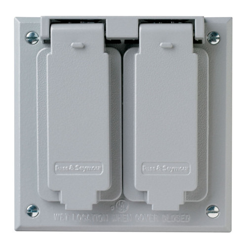 Pass & Seymour Cast Weatherproof Cover, 2-Gang 1 Toggle/1 Decorator, Gray