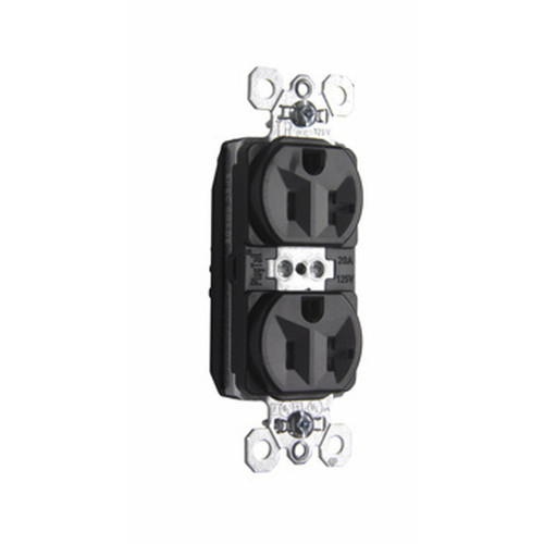 Pass & Seymour PlugTail Spec-Grade Tamper-Resistant Duplex Receptacle, 20A 125V, Black