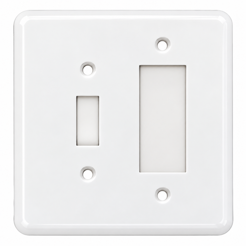 Mulberry 76432 764 Series Cold Rolled Steel 2-Gang Combination Wallplate, White
