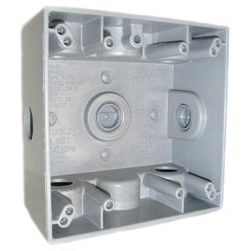 Mulberry 30254 2-Gang Weatherproof Outlet Box with Lug, Powder-Coated Die Cast Aluminum, 4-1/2-In