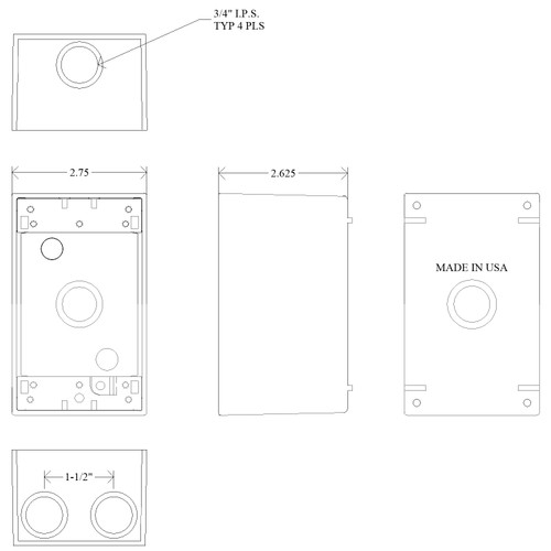 Mulberry 30587 1-Gang Weatherproof Outlet Box, Powdered Die-Cast Aluminum