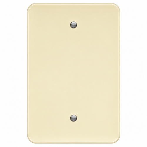 Mulberry 79751 Steel Box Mount Maxi/Princess Size 1-Gang Blank Wallplate, Ivory