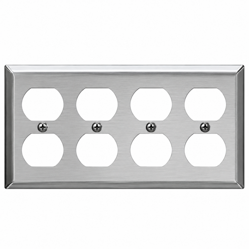 Mulberry 97104 430 Stainless Steel 4-Gang Wallplate, 4-Duplex Receptacle