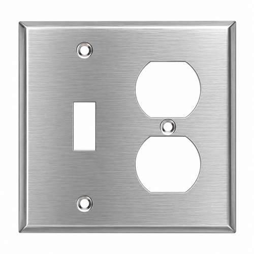 Mulberry 97532 430 Stainless Steel 2-Gang Combination Wallplate, 1-Duplex Receptacle Opening
