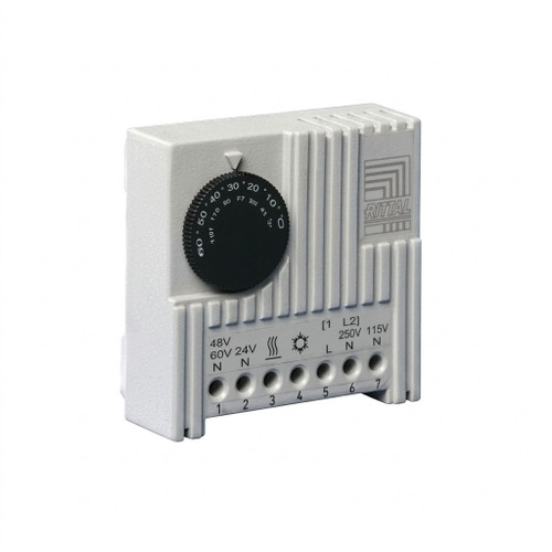 Rittal 3110000 Enclosure Thermostat, DIN Rail Mount, 24-230V