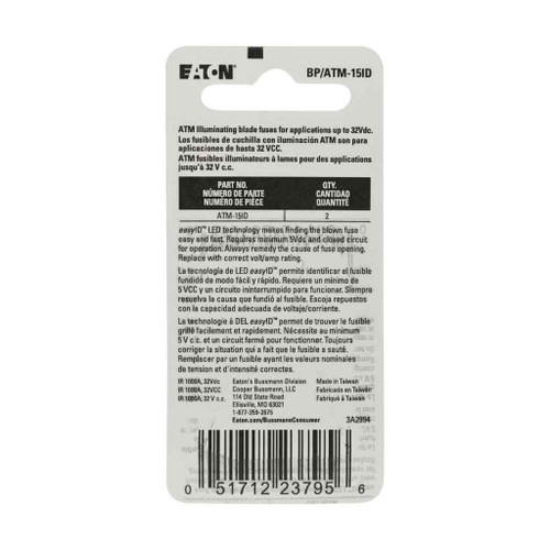 Bussmann BPATM Fast-Acting Automotive Blade Fuse, 32V