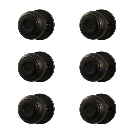 Sure-Loc Juniper Knobset 6-Pack with Adjustable Backset and Formed Brass Construction