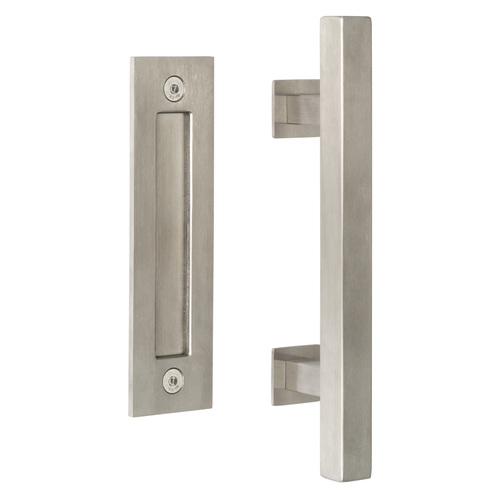 Sure-Loc Stainless Steel Square Ladder Barn Door Handle with Flush Pull, 12"